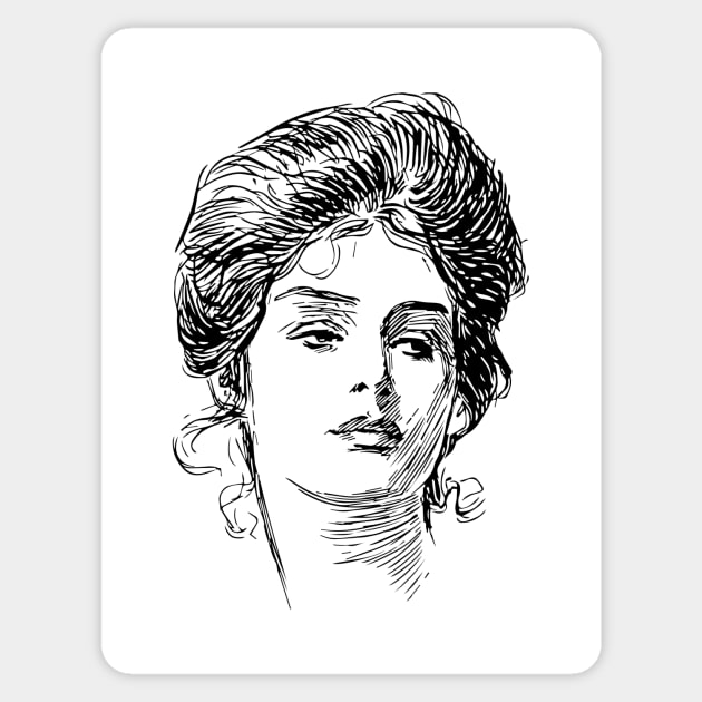 Gibson Girl Portrait Sticker by banditotees